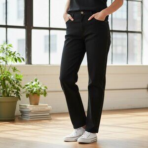 NYDJ Black Tuxedo Sequined Stripe Plus Size Dressy Flaired  Jeans Size 14